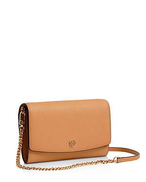 Tory Burch Robinson Chain Wallet In Tan/gold