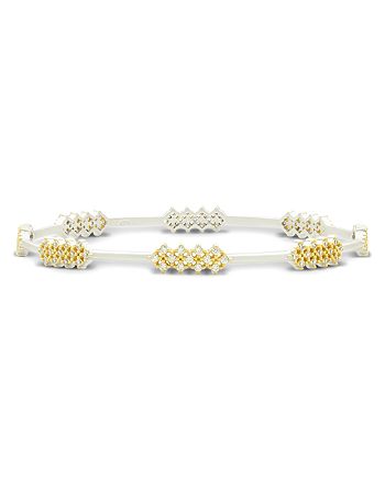 Freida Rothman - Fleur Bloom Thin Stacking Bangle Bracelet in 14K Gold-Plated & Rhodium-Plated Sterling Silver