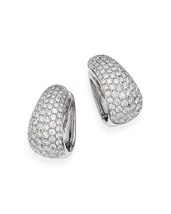 Bloomingdale's - Pav&eacute; Diamond Huggie Hoop Earrings in 14K White Gold. 3.5 ct. t.w. - 100% Exclusive