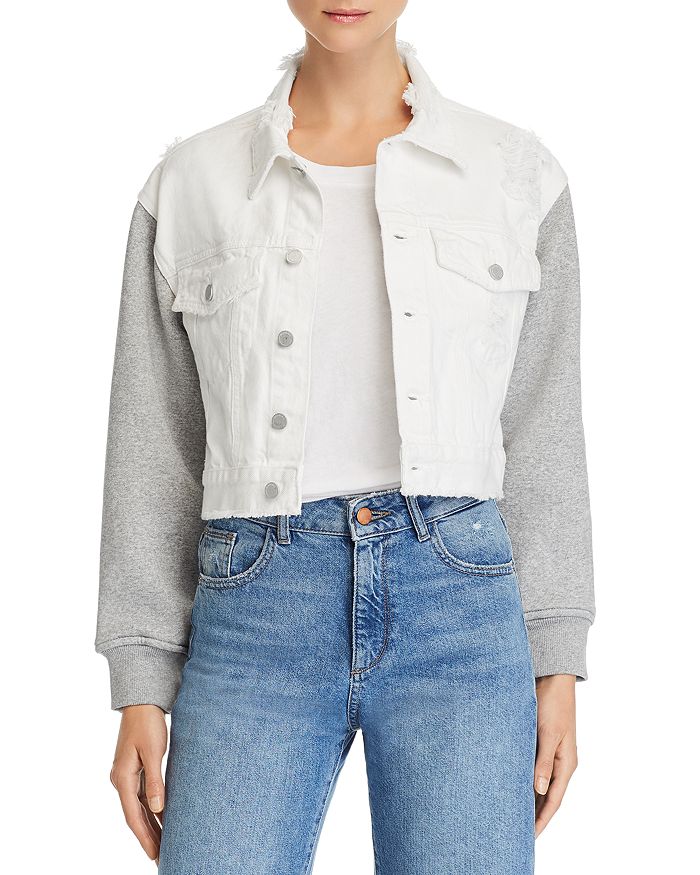 BLANKNYC Cropped MixedMedia Denim Jacket Bloomingdale's