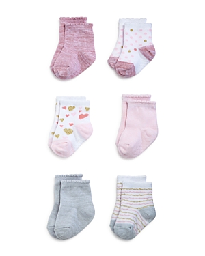 Aden And Anais Girls' 6-pair Heartbreaker Socks Set - Baby In Pink
