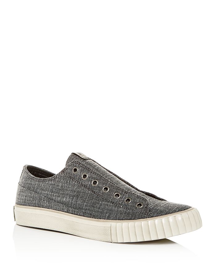 John Varvatos Star Usa Men's Textured Canvas Slip-on Trainers In Charcoal Grey