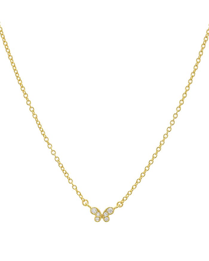 Aqua Small Embellished Butterfly Pendant Necklace In 14k Gold-plated Sterling Silver Or Sterling Silver, 