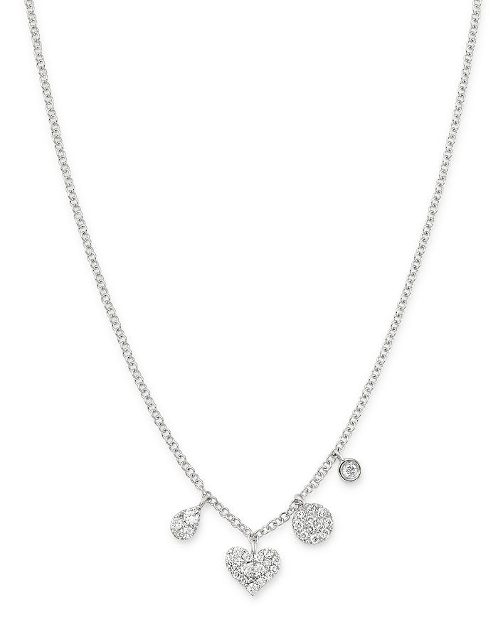 Shop Meira T 14k White Gold Diamond Charm Necklace, 18