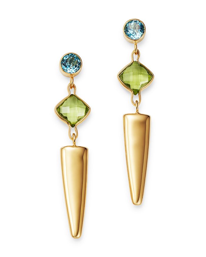 Bloomingdale's Blue Topaz & Peridot Drop Earrings In 14k Yellow Gold - 100% Exclusive In Multi/gold