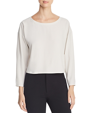 EILEEN FISHER CROPPED SILK TOP,S9GC1-T4958M