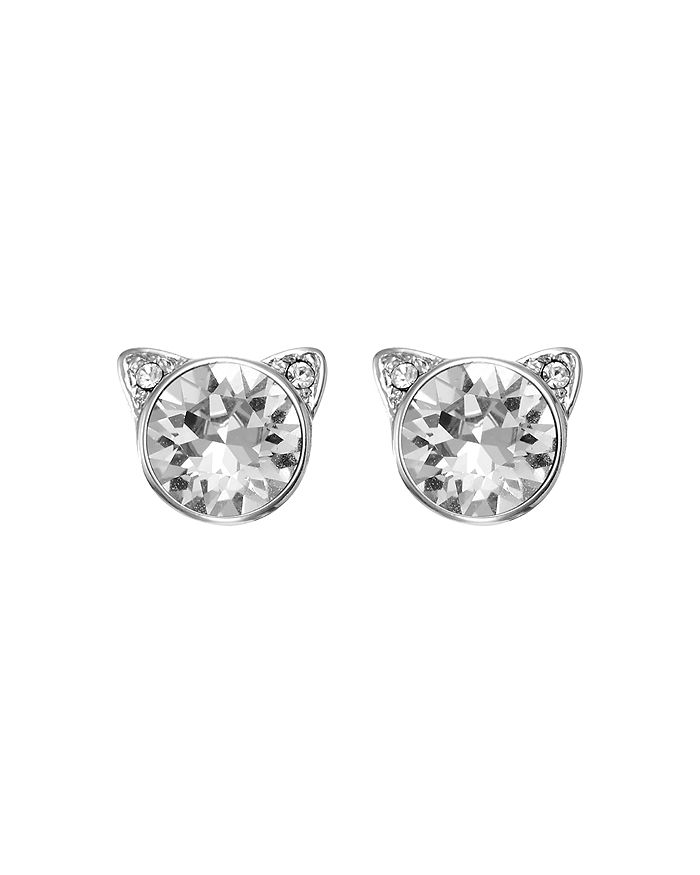 Karl Lagerfeld Choupette Stud Earrings In Silver