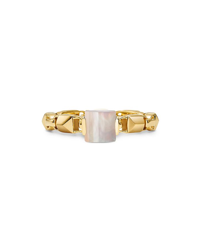 Michael Kors Mercer Stacking Ring In 14k Gold-plated Sterling Silver In Mother Of Pearl/gold