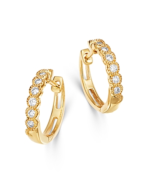 Bloomingdale's Diamond Milgrain Huggie Hoop Earrings in 14K Yellow Gold, 0.10 ct. t.w. - 100% Exclus