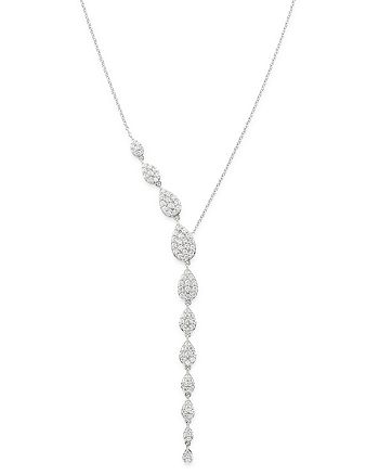 Bloomingdale's Pavé Diamond Asymmetric Y-Necklace in 14K White Gold, 1. ...
