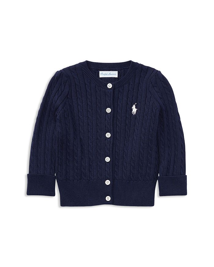Polo Ralph Lauren Logo-embroidered Cable-knit Cardigan In Hunter Navy