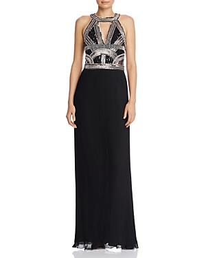 Aidan Mattox EMBELLISHED PLEATED GOWN