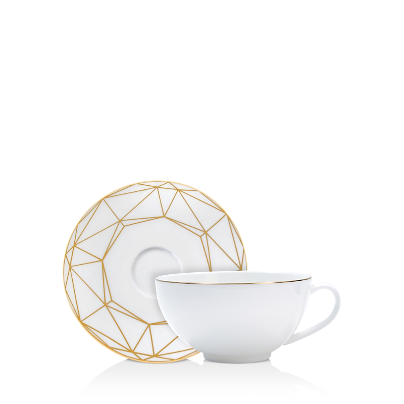 Prouna Gem Cut Teacup & Saucer In Gold