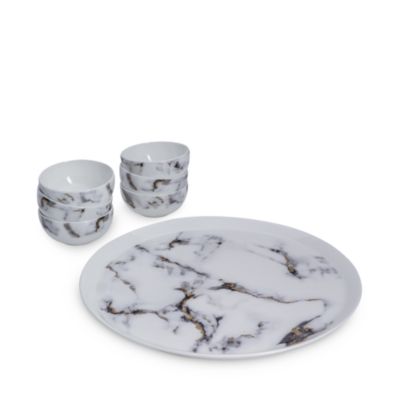 Marble Venice Fog 7-Piece Seder Plate/Appetizer Set