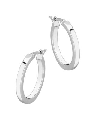 white gold square tube hoop earrings