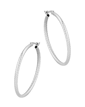 Bloomingdale's - Twisted Hoop Earrings in 14K White Gold - 100% Exclusive