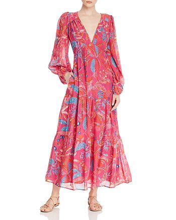 Banjanan Laura Silk V-Neck Maxi Dress | Bloomingdale's