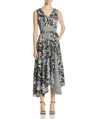 Calvin Klein Mixed-Print Handkerchief-Hem Dress | Bloomingdale's