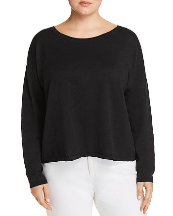 Eileen Fisher Plus Cropped Linen Sweater | Bloomingdale's