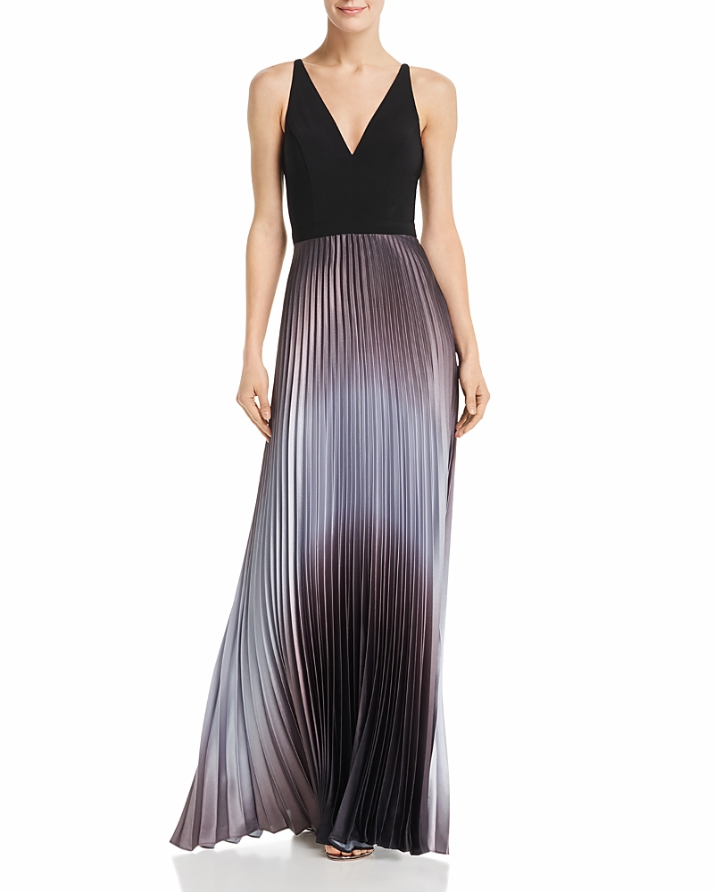 Aqua Pleated Shimmer Gown - Exclusive