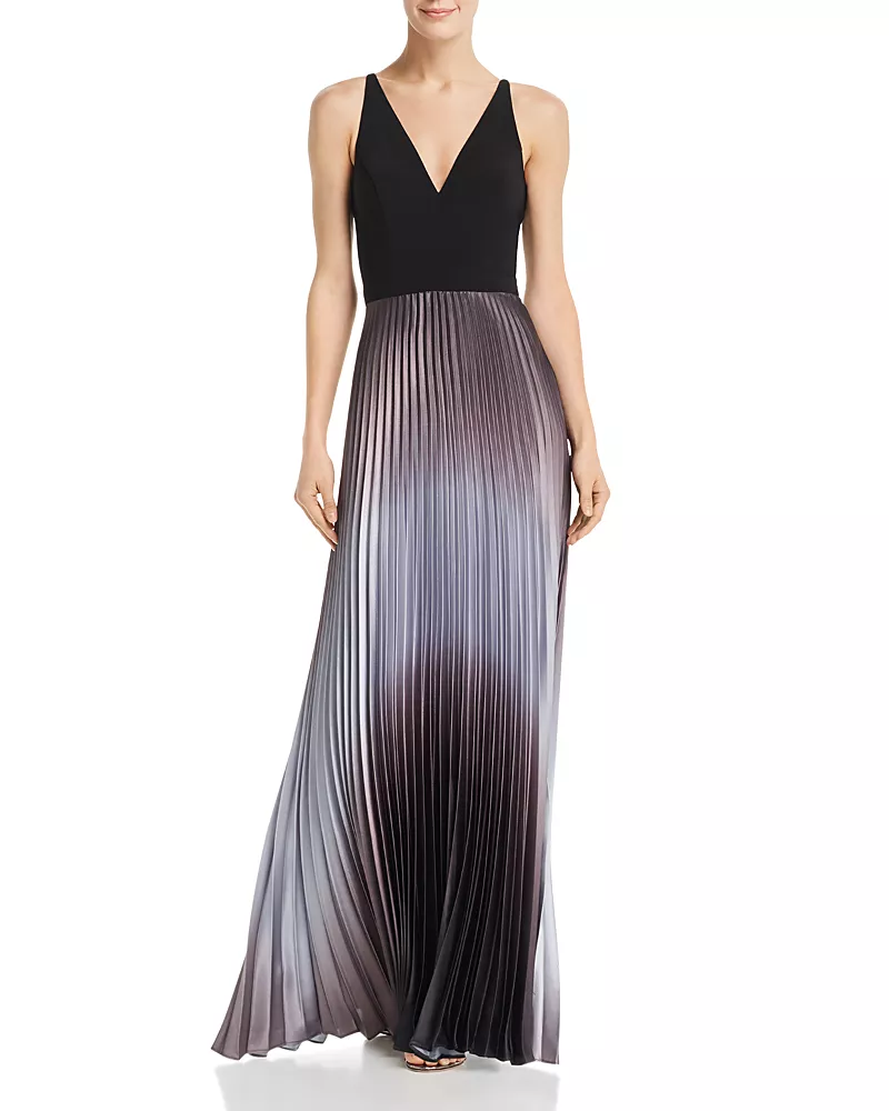 Aqua Pleated Shimmer Gown - Exclusive