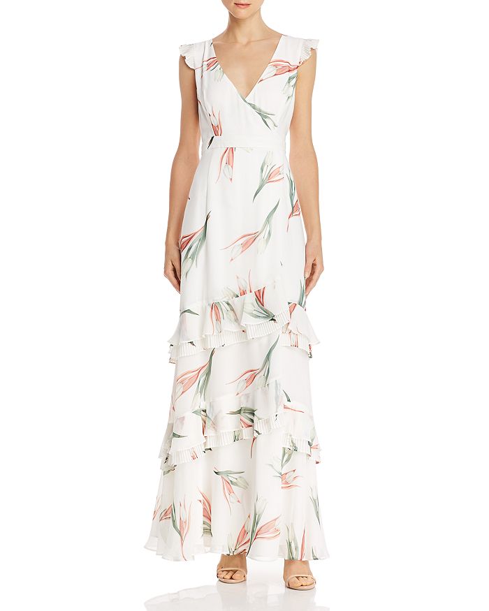 Fame And Partners Flounced Floral Gown - 100% Exclusive In Painted Tulip Ivory