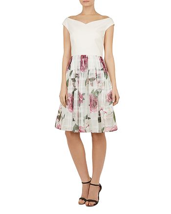 Ted Baker Licious Magnificent Print Off The Shoulder Dress