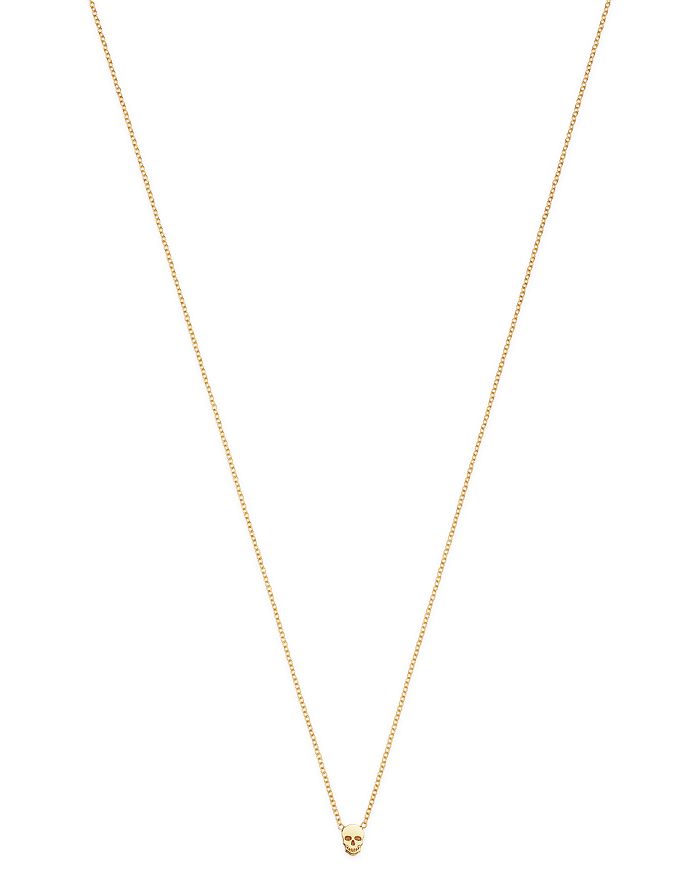 Zoë Chicco 14k Yellow Gold Itty Bitty Skull Charm Necklace, 16