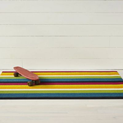 Bold Stripe Shag Floor Mat, 24" x 36"