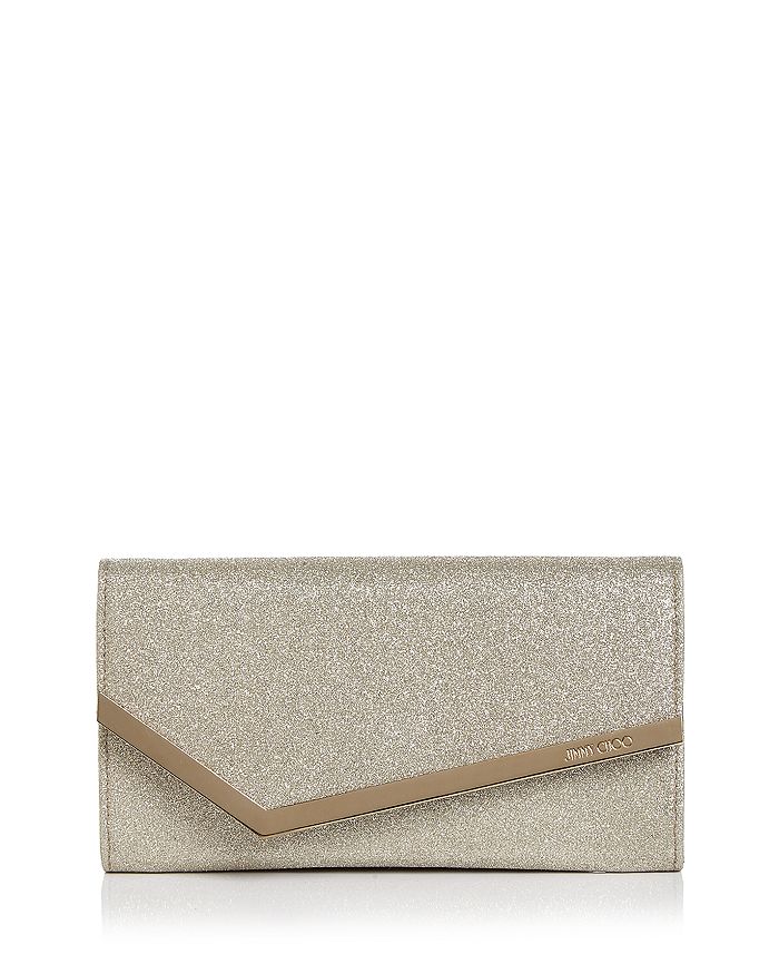 Jimmy Choo Emmie Small Glitter Leather Crossbody In Platinum Ice/gold