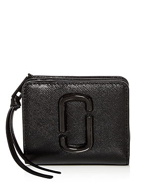 Shop Marc Jacobs Snapshot Mini Compact Leather Wallet In Black/black