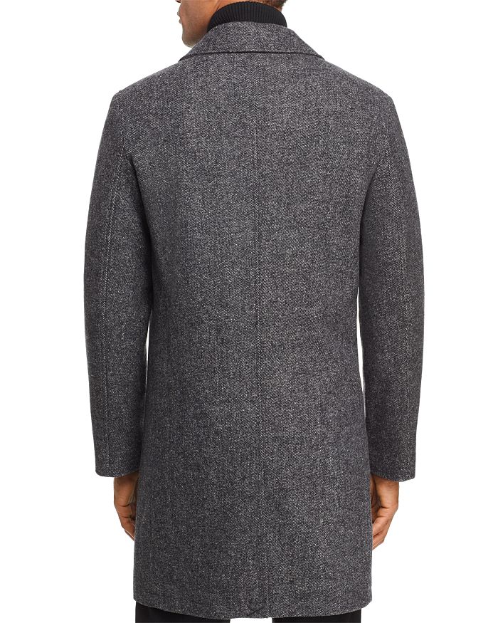 Shop Cole Haan Sweater Bib Wool Blend Twill Coat In Melange Graphite