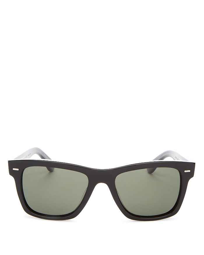 Shop Oliver Peoples Men's Polarized Oliver Square Sunglasses, 54mm In Black/green Polarized