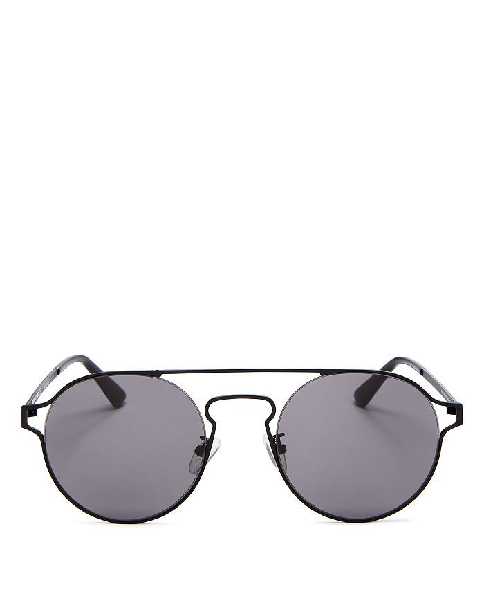 Mcq By Alexander Mcqueen Mcq Alexander Mcqueen Unisex Brow Bar Round Sunglasses, 54mm In Matte Black/gray
