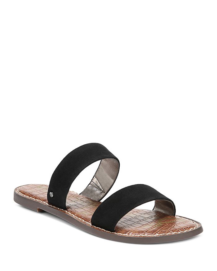 Sam Edelman Gala Two Strap Slide Sandal In Black Suede