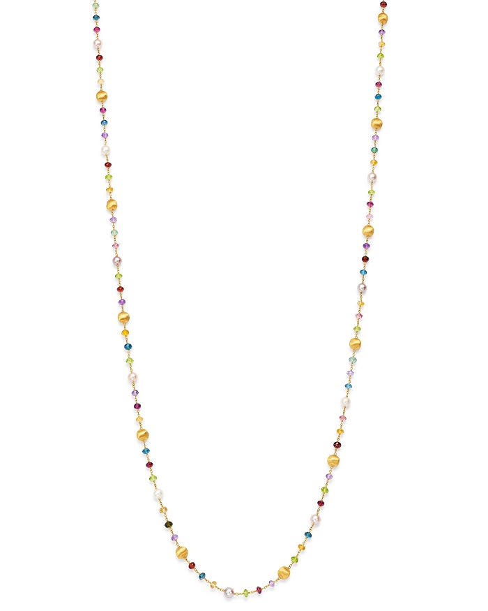 MARCO BICEGO 18K YELLOW GOLD AFRICA GEMSTONE PEARL LONG STRAND NECKLACE, 36,CB2261-PL-MIX02-Y