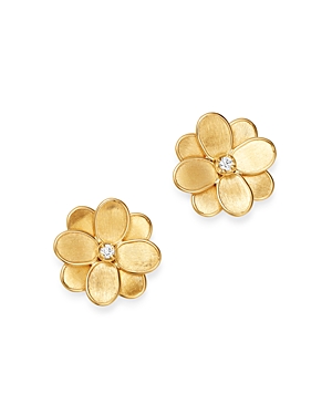Marco Bicego 18K Yellow Gold Petali Diamond Flower Stud Earrings