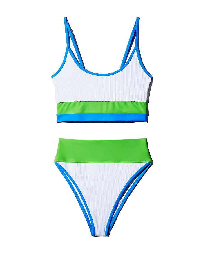 Beach Riot Highway Ribbed Bikini Bottom - 100% Exclusive In Blue/green ...