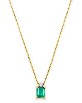 Bloomingdale's - Emerald & Diamond Pendant Necklace in 14K Yellow Gold, 16" - 100% Exclusive