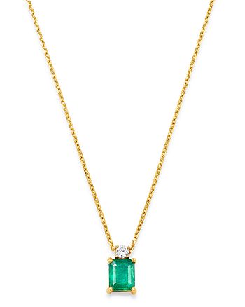 Bloomingdale's Emerald & Diamond Pendant Necklace in 14K Yellow Gold ...