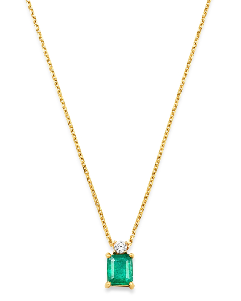 Bloomingdale's Fine Collection Emerald & Diamond Pendant Necklace in 14K Yellow Gold, 16