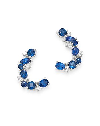 Bloomingdale's - Blue Sapphire & Diamond Front-to-Back Earrings in 14K White Gold - 100% Exclusive