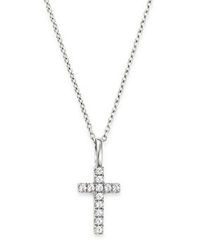 Bloomingdale's - Micro-Pavé Diamond Mini Cross Necklace in 14K White Gold, 0.08 ct. t.w. - 100% Exclusive