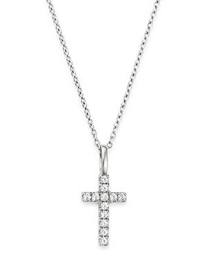 Bloomingdale's Micro-Pave Diamond Mini Cross Necklace in 14K White Gold, 0.08 ct. t.w. - 100% Exclus