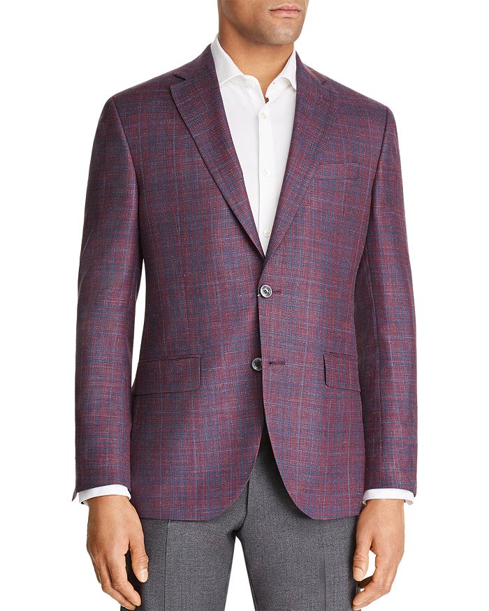 Jack Victor Plaid Regular Fit Sportcoat In Berry