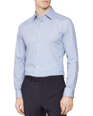 REISS - James Diamond Geo Print Slim Fit Dress Shirt