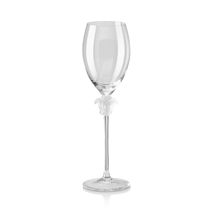 Shop Versace Medusa Lumiere White Wine Glass In Clear