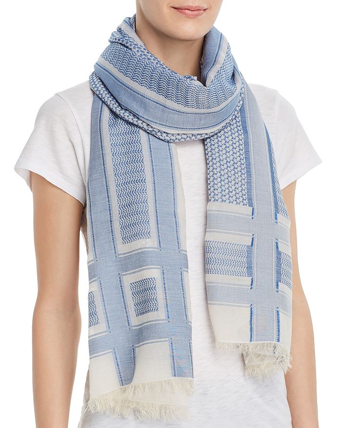 Abstract Geometric Scarf In Blue