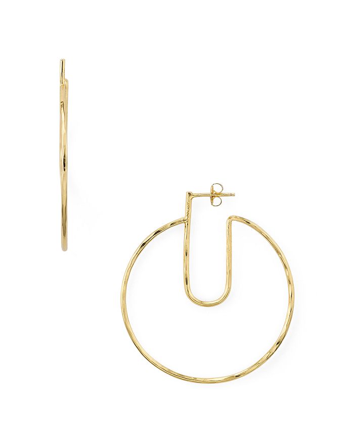 ARGENTO VIVO HAMMERED CUT-OUT HOOP EARRINGS IN 14K GOLD-PLATED STERLING SILVER OR STERLING SILVER,116152G
