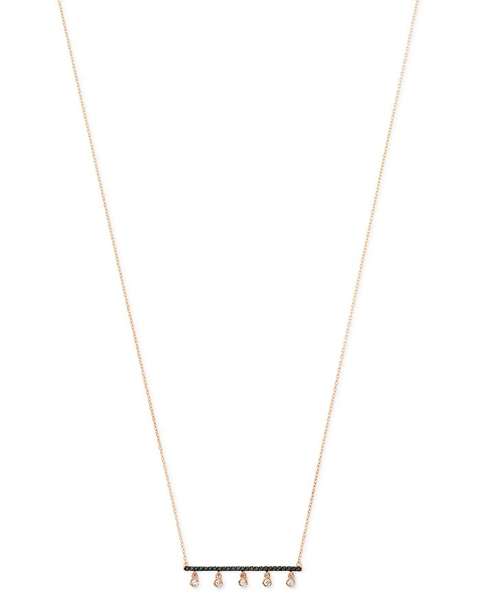 Own Your Story 14k Rose Gold Nature Black & White Diamond Bar Necklace, 18 In Black/rose Gold